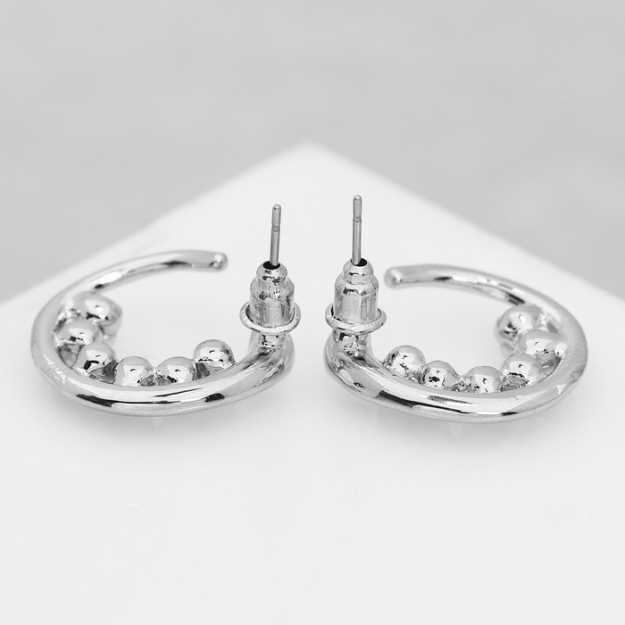 Серьги с жемчугом «Бусина» горошина, цвет серебро Серьги с жемчугом «Бусина» горошина, цвет серебро