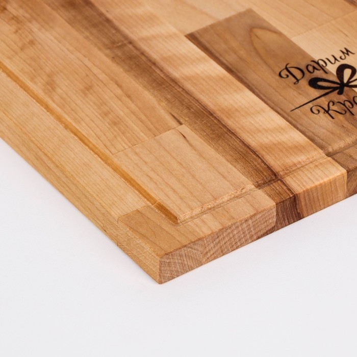 Доска разделочная "Прямая ручка" большая (кровосток)  38х22х1,8 см