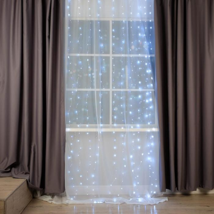 Гирлянда «Занавес» 2.8 × 3 м роса на крючках, IP20, серебристая нить, 300 LED, свечение белое, мерцание, USB Гирлянда «Занавес» 2.8 × 3 м роса на крючках, IP20, серебристая нить, 300 LED, свечение белое, мерцание, USB
