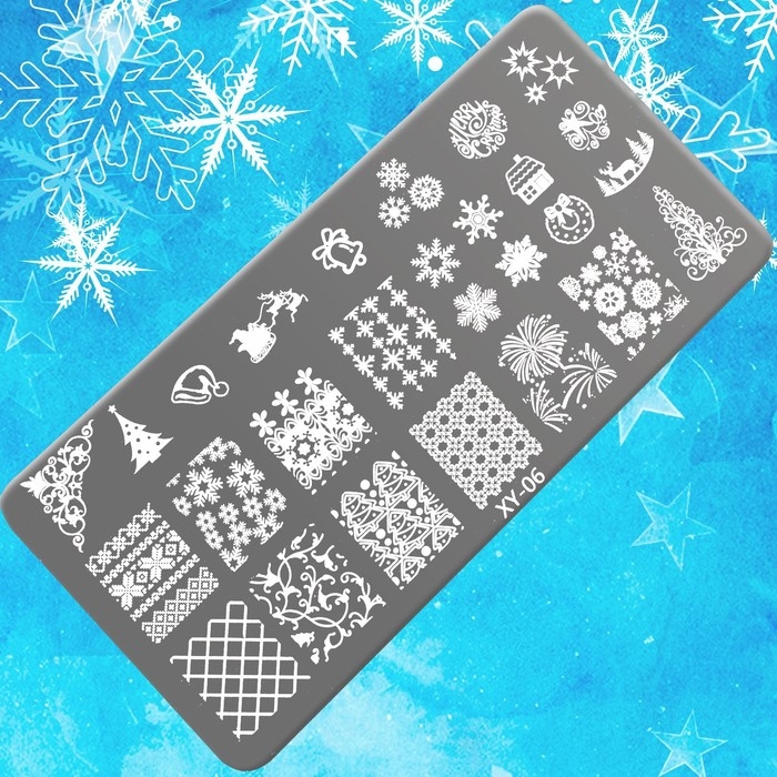 Новый год! Диск для стемпинга металлический «Зимний узор», 12 × 6 см