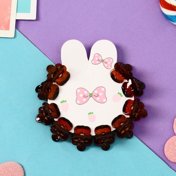 Краб для волос  Краб для волос "Соня" (набор 10 шт) ромашка, 1,5 см, коричневый