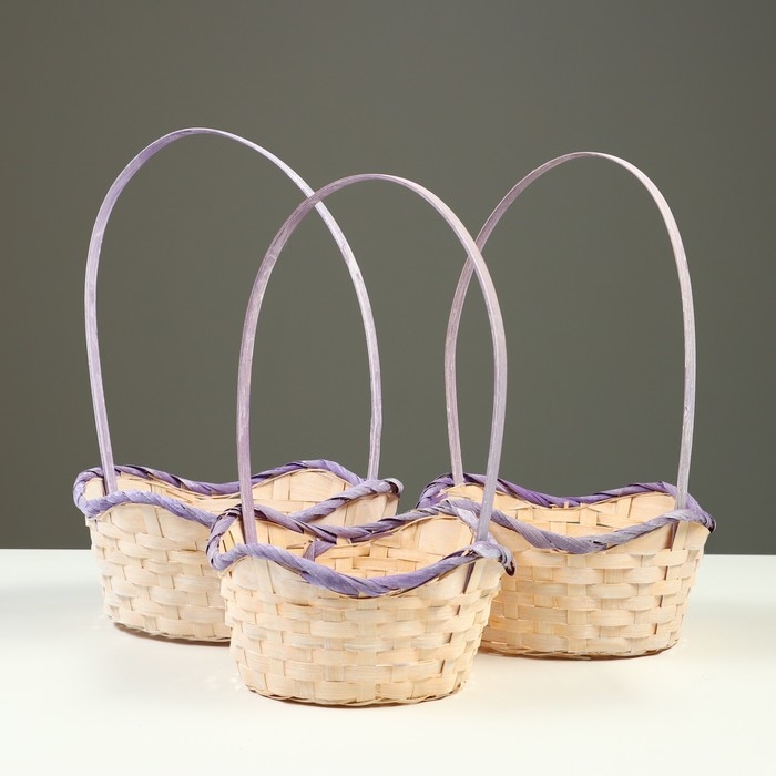 Набор корзин плетеных (бамбук),19xH7,5X9,5x31см,22x9x11x34,24x9x11см,5x35см, 3 шт, сиреневая 1008804 Набор корзин плетеных (бамбук),19xH7,5X9,5x31см,22x9x11x34,24x9x11см,5x35см, 3 шт, сиреневая 1008804
