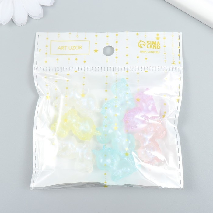 Бусины пластик Бусины пластик "Единороги. Цветные, полупрозрачные" набор 25 гр МИКС 1,1х2,7х2,7 см