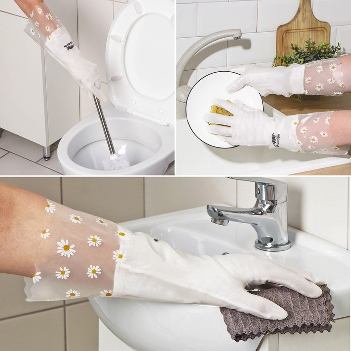 Перчатки хозяйственные Raccoon с манжетой и подкладом, ПВХ, 110 гр, размер L, 40 см, цвет белый Перчатки хозяйственные Raccoon с манжетой и подкладом, ПВХ, 110 гр, размер L, 40 см, цвет белый