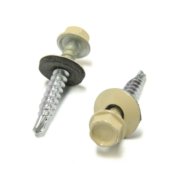 Саморезы кровельные 4,8х35 мм, RAL1014 цвет бежевый, 250 шт. Саморезы кровельные 4,8х35 мм, RAL1014 цвет бежевый, 250 шт.