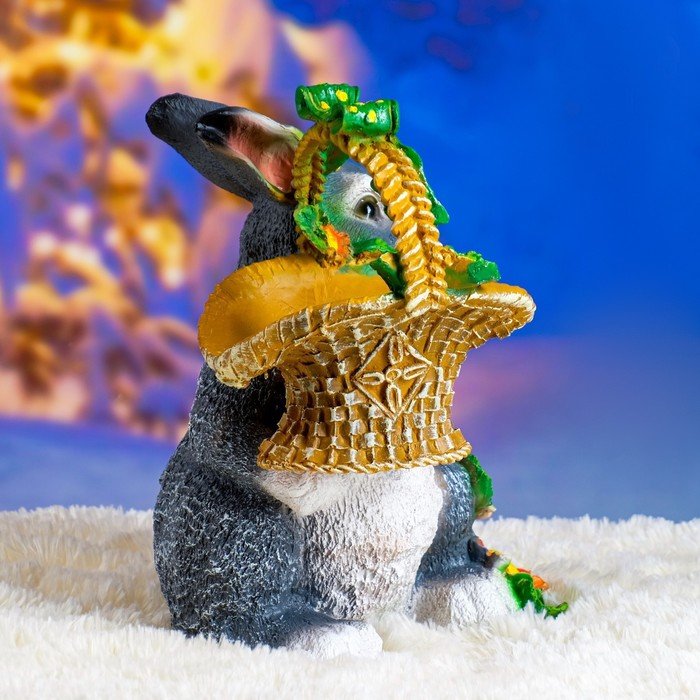 Садовая фигура  Садовая фигура "Зайка с лукошком" 29х26х32см