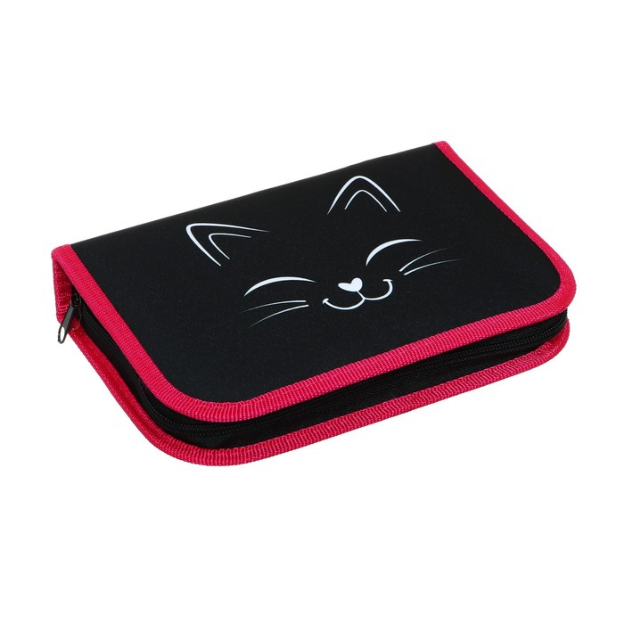 Пенал 3 секции, вкладка внутри, 140 х 210 х 40 мм, тканевый, Calligrata TOP Block Пенал 3 секции, вкладка внутри, 140 х 210 х 40 мм, тканевый, Calligrata TOP Block "Котик"