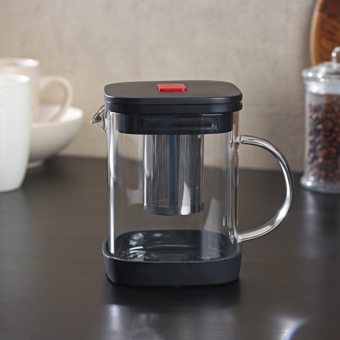 Чайник стеклянный заварочный «Хюгге», 600 мл, с металлическим ситом Чайник стеклянный заварочный «Хюгге», 600 мл, с металлическим ситом