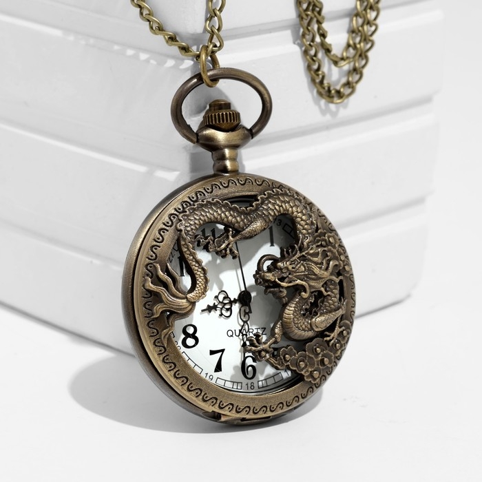 Часы карманные Часы карманные "Дракон", кварцевые, цепочка l-37 см, d-4.5 см