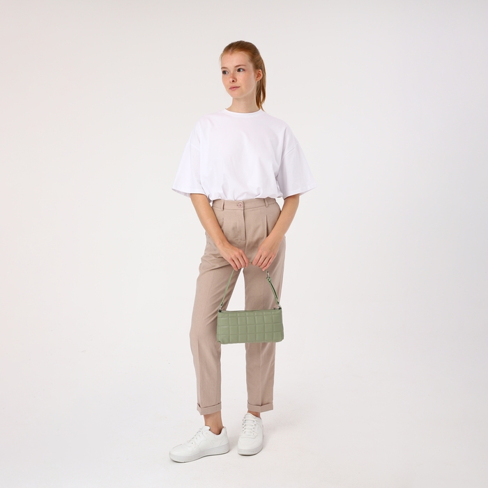 Сумка-багет на молнии, цвет оливковый