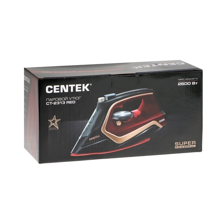 Утюг Centek CT-2313, 2600 Вт, 350 мл, керамика, капля-стоп, пар. удар, самоочистка, красный Утюг Centek CT-2313, 2600 Вт, 350 мл, керамика, капля-стоп, пар. удар, самоочистка, красный
