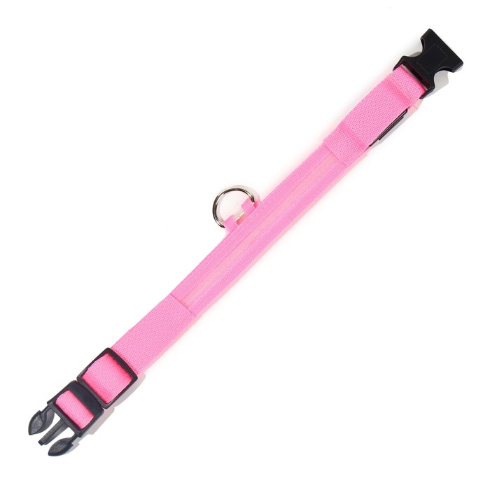 Ошейник с подсветкой размер S, ОШ 35-43 х 2,5 см, 3 режима свечения розовый Ошейник с подсветкой размер S, ОШ 35-43 х 2,5 см, 3 режима свечения розовый