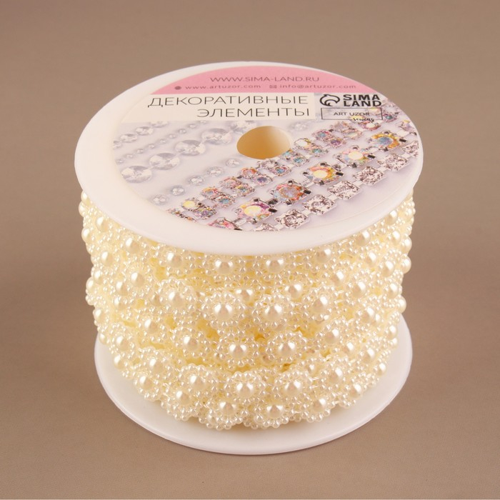 Жемчуг на нитях, плоский, 10 мм, 9 ± 1 м, цвет молочный Жемчуг на нитях, плоский, 10 мм, 9 ± 1 м, цвет молочный