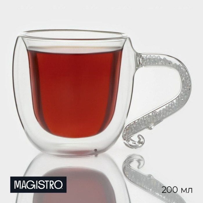 Кружка стеклянная с двойными стенками Magistro «Даймонд», 200 мл Кружка стеклянная с двойными стенками Magistro «Даймонд», 200 мл
