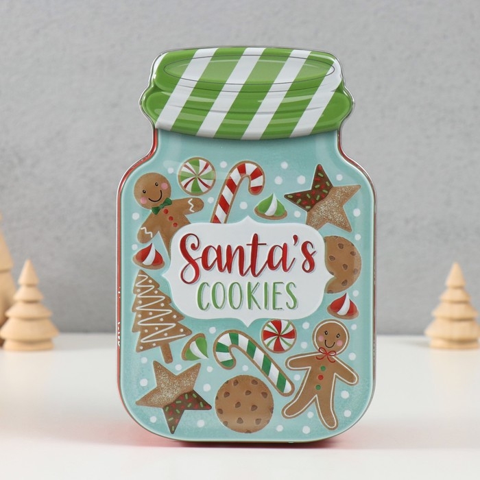 Шкатулка металл Шкатулка металл "Банка с печеньем" мятная 15,5х10х5,5 см