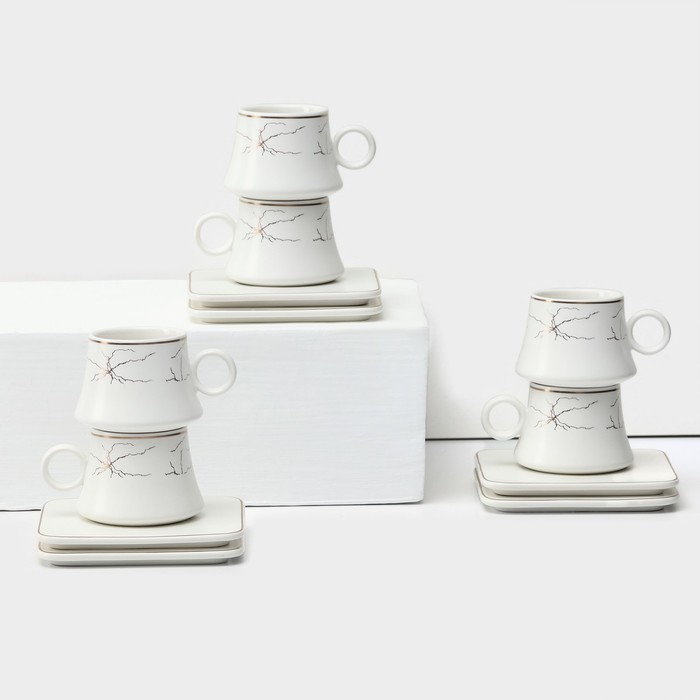 Набор керамический кофейный «Мейси», 12 предметов: 6 чашек 100 мл, 6 блюдец d=11 см, цвет белый Набор керамический кофейный «Мейси», 12 предметов: 6 чашек 100 мл, 6 блюдец d=11 см, цвет белый