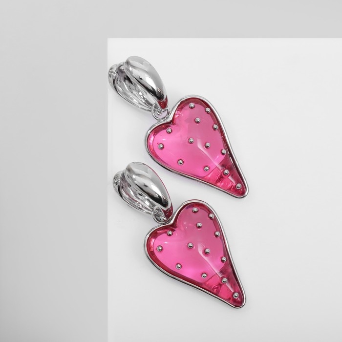 Серьги ассорти «Сердце» клубника, цвет розовый в серебре Серьги ассорти «Сердце» клубника, цвет розовый в серебре