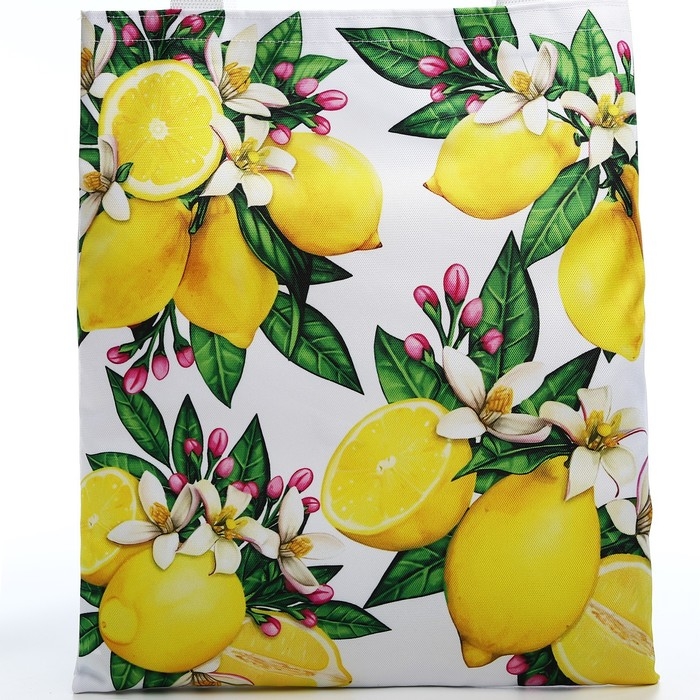 Сумка шопер «Лимоны» 35х0.5х40 см, отд без молнии, без подклада, белая Сумка шопер «Лимоны» 35х0.5х40 см, отд без молнии, без подклада, белая