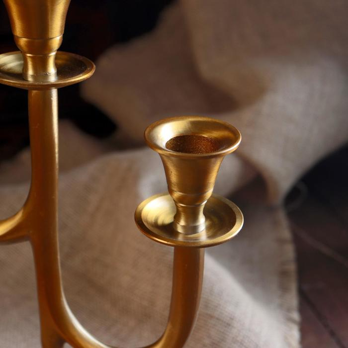 Подсвечник алюминий Подсвечник алюминий "Ар-нуво" на 3 свечи 10,5х21х35 см