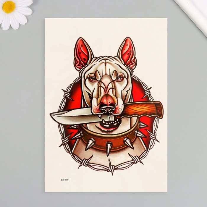 Татуировка на тело цветная Татуировка на тело цветная "Милый Бультерьер" 26,1х14,6 см