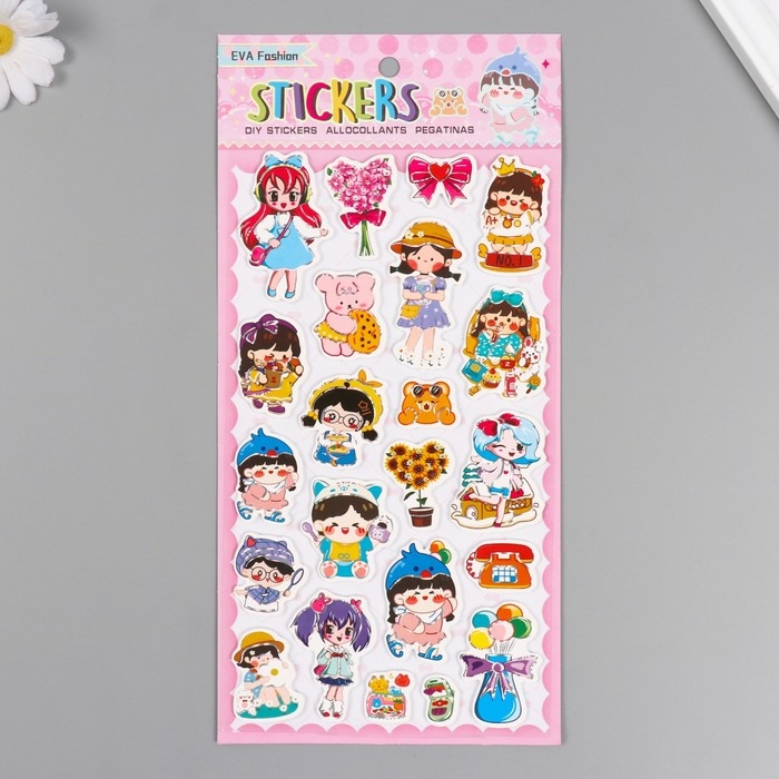 Наклейки для творчества бумага Наклейки для творчества бумага "Маленькие красотки" 15х30 см