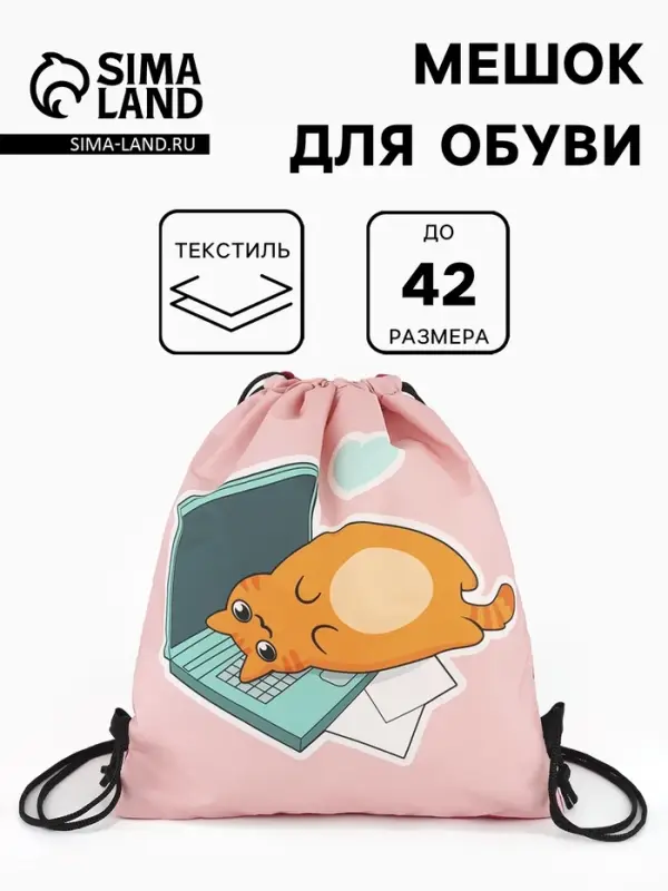 Мешок для обуви &laquo;Кошечка&raquo;, на стяжке, 36&times;0.5&times;42 см