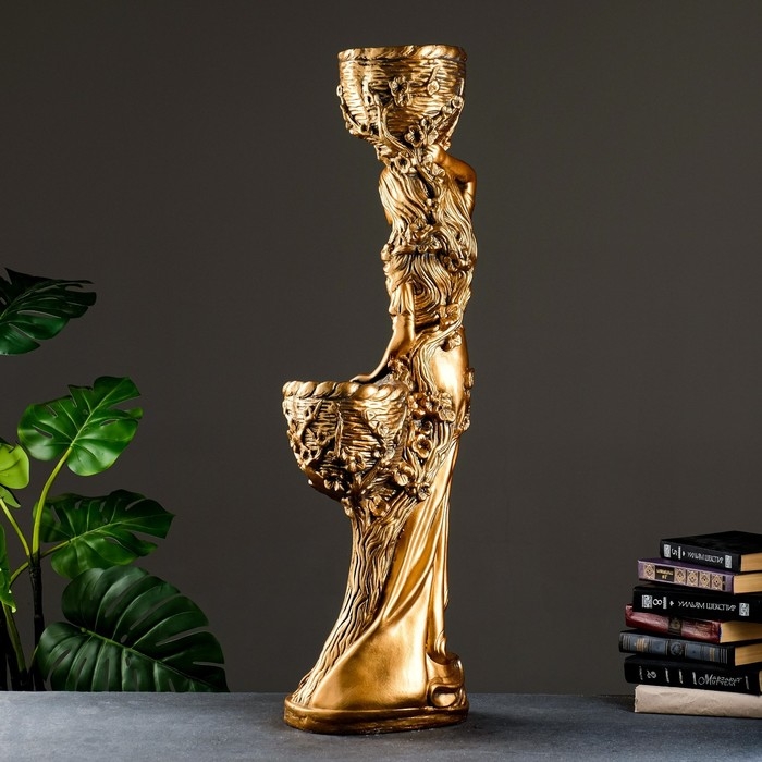 Фигура  Фигура "Девушка с двумя кашпо", 1,2 л/0,9 л/21х30х96см бронза