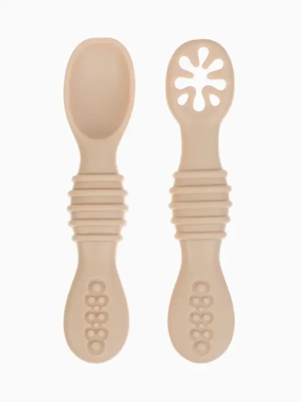Ложка детская для прикорма, силикон, набор 2 шт., бежевый M&B
