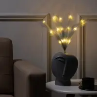 Ветка светодиодная серая, 56 см, 15 LED, от батареек ААх2, свечение тёплое белое