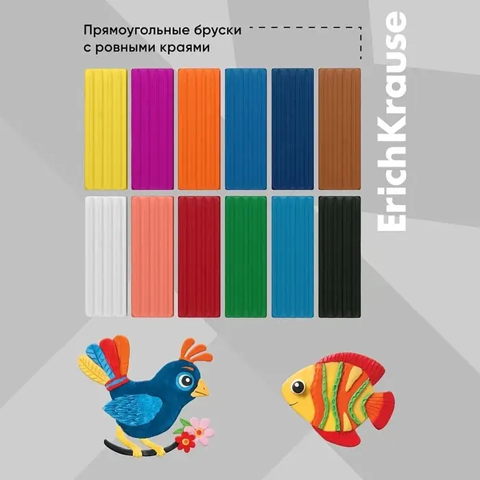 Пластилин ErichKrause Basic light pack, 12 цветов, 192 г, европодвес, в пакете