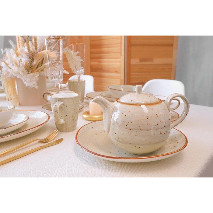 Чайник фарфоровый заварочный Magistro Mediterana, 900 мл, цвет бежевый Чайник фарфоровый заварочный Magistro Mediterana, 900 мл, цвет бежевый