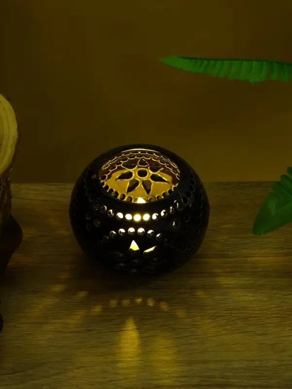 Аромалампа «Шар», 9×9×8 см, керамика, тёмно-коричневая