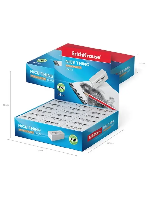 Ластик Erich Krause, Nice Thing, 40 х 19 х 15 мм, средней жёсткости, гипоаллергенный Ластик Erich Krause, Nice Thing, 40 х 19 х 15 мм, средней жёсткости, гипоаллергенный