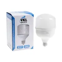 Лампа светодиодная VKL electric, бочка, 50 Вт, E27, переходник Е40, 4750 Лм, 6500K, IP20, 118&times;186мм,