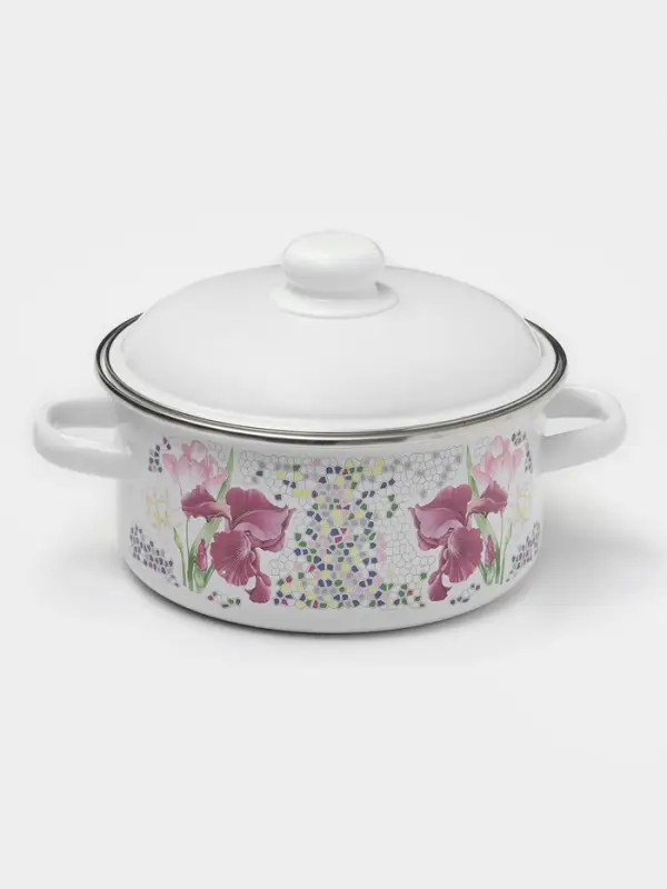 Кастрюля эмалированная &laquo;Мозаика&raquo;, 3 л, d=20 см, индукция, белая