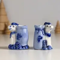 Сувенир керамика подставка "Лошадка с мешком/бочкой монет" бело-синий МИКС 4,2х4х5,5 см Сувенир керамика подставка "Лошадка с мешком/бочкой монет" бело-синий МИКС 4,2х4х5,5 см