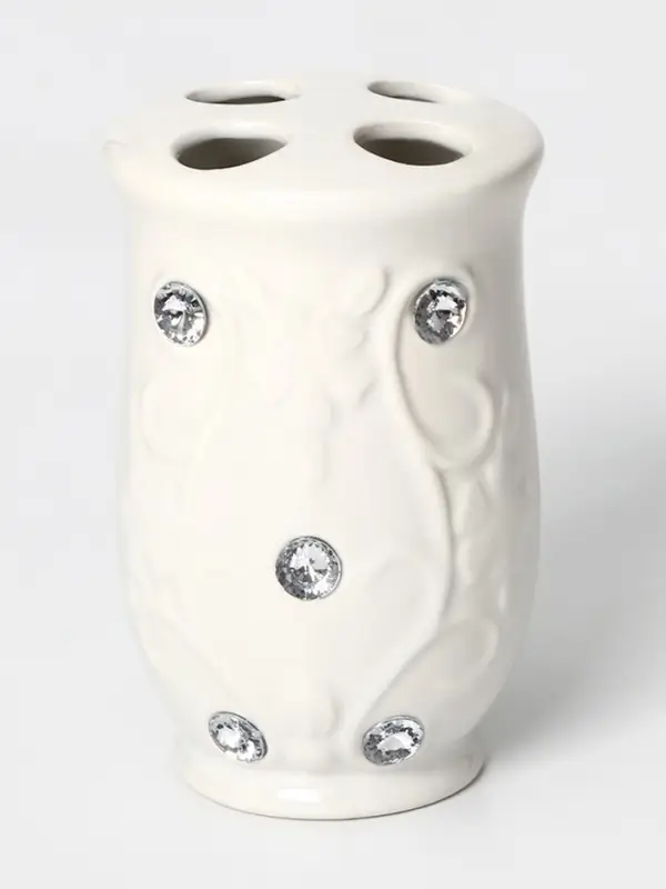 Аксессуары для ванной Доляна &laquo;Изящный барельеф&raquo;, 4 предмета, дозатор 250 мл, мыльница, 2 стакана, белые