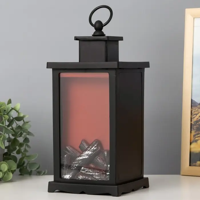 Ночник RISALUX &laquo;Камин&raquo;, LED, 13&times;13&times;30 см, чёрный