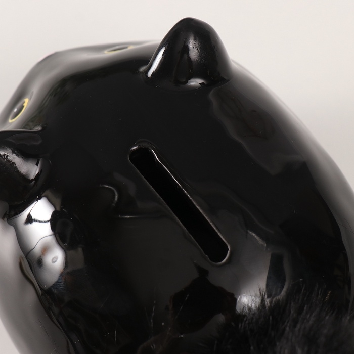 Копилка керамика Копилка керамика "Чёрный котёнок с пушистым хвостом" 11х9х15 см