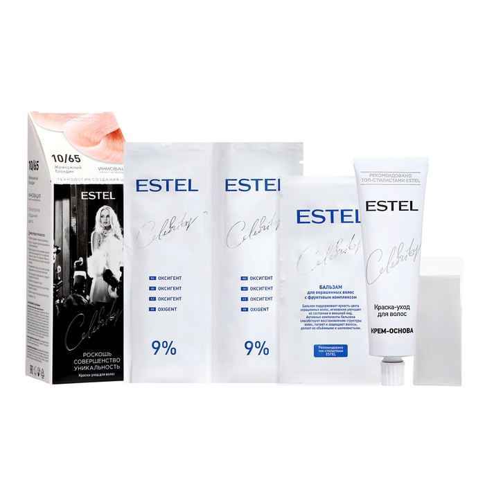 Краска-уход для волос Estel Celebrity тон 10/65, жемчужный блондин Краска-уход для волос Estel Celebrity тон 10/65, жемчужный блондин