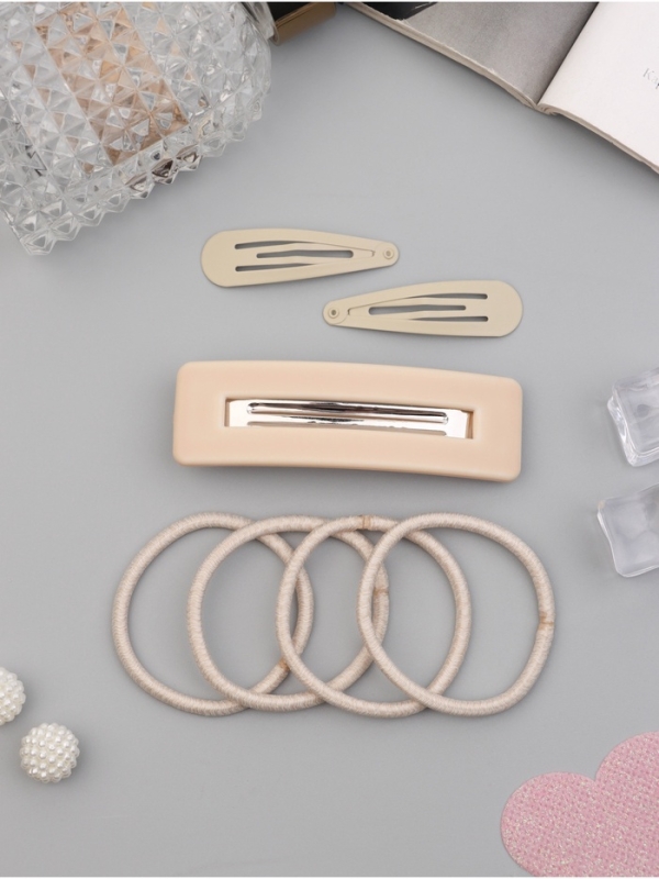 Набор для волос Набор для волос "Элери" (4 резинки 6,5см, автомат 8см, 2 невидимки 4,5см) бежевый