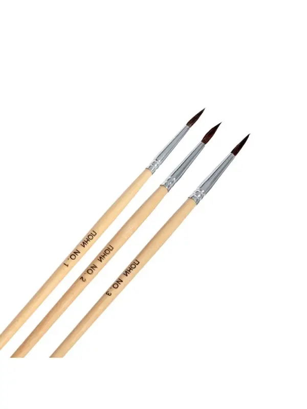 Набор кистей для рисования, пони, 3 штуки: № 1, 2, 3, круглые, деревянная ручка, международный размер