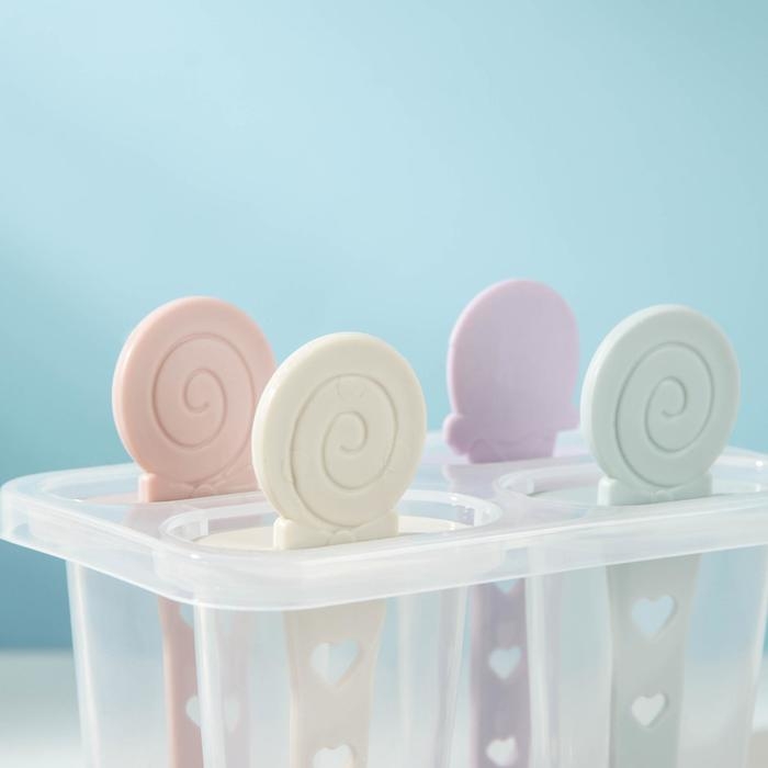 Форма для мороженого «Сладости», 12×11,5×12 см, 4 ячейки, цвет МИКС Форма для мороженого «Сладости», 12×11,5×12 см, 4 ячейки, цвет МИКС