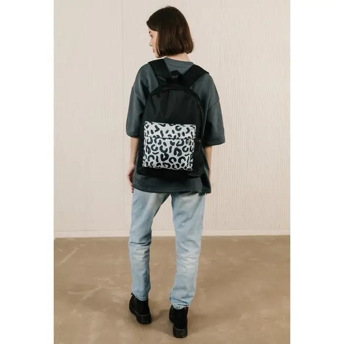 Рюкзак школьный молодёжный &laquo;Леопард&raquo;, 33&times;13&times;37, отдел на молнии, карман, чёрный