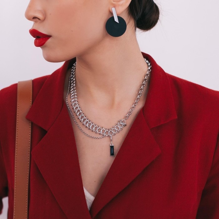 Серьги ассорти «Арт» линии, цвет чёрный в серебре