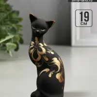 Фигурка керамика &laquo;Кошка ушастая&raquo;, 7&times;8&times;19 см, чёрная