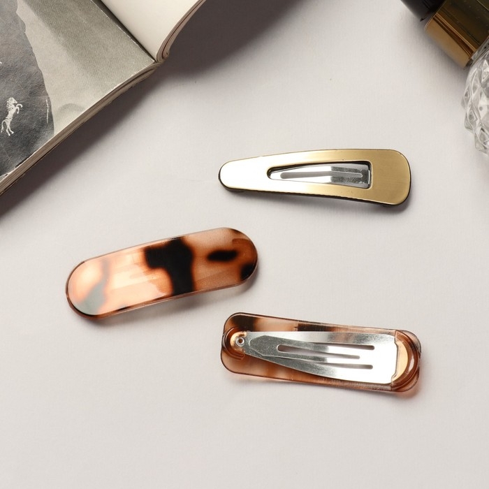 Невидимка для волос  Невидимка для волос "Беатрис" (набор 6 шт) пятнышки люкс, 5 см, золотисто-коричневый