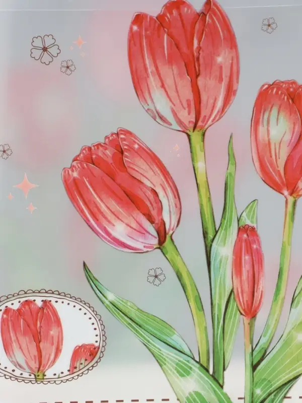 Пакет подарочный прозрачный, "Тюльпаны", 22 х 10 х 24 см