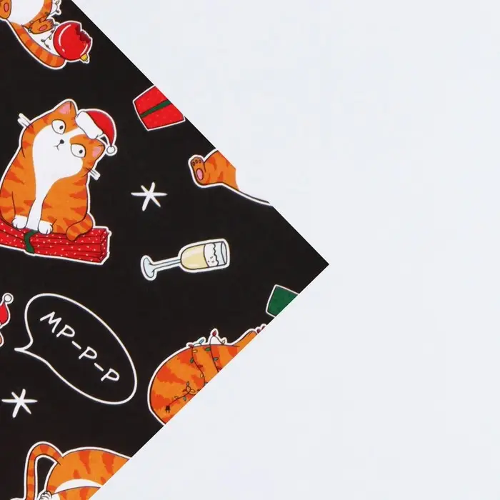 Упаковочная бумага на новый год «Коты новогодние», 70 х 100 см, глянцевая