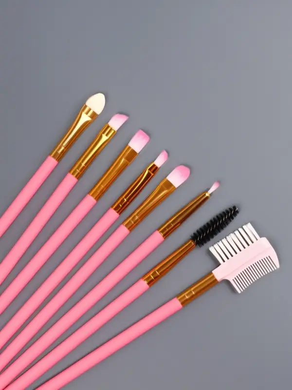 Набор кистей для макияжа COLOR POWER pink, 12 шт., футляр, розовый